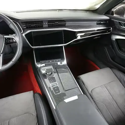 For Audi A6L A6 A7 C8 2019 2020 2021 2022 2023 2024 Carbon Fiber Grain Overlay on Dashboard, Door, Steering Wheel, Gearshift