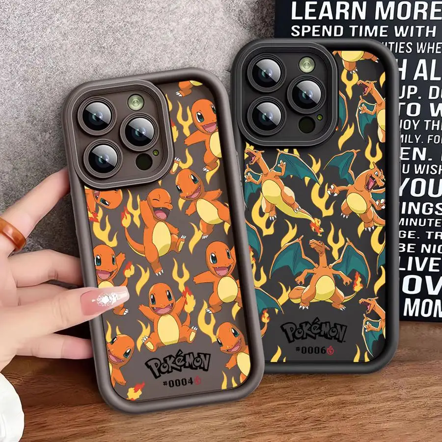 Shockproof Case for Apple iPhone 11 14 16 Pro Max 15 Plus 12 13 Mini XR X XS 7 8 Silicone Phone Cover Cartoon Fire C-Charizard