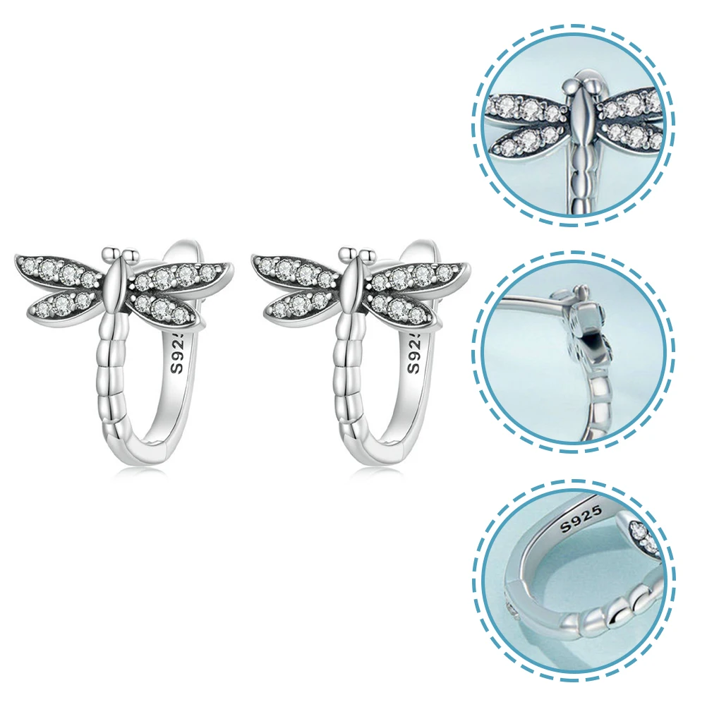 

Design-sensory Earrings for Women Loop Drop Dragonfly Jewelry Small Sterling