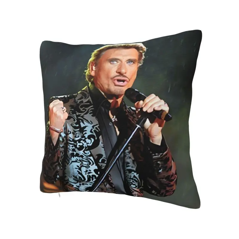 French Singer Rock Music Johnny Hallyday Throw Pillow Case 66*66cm for Sofa Cushion Cover Square Polyester Pillowcase
