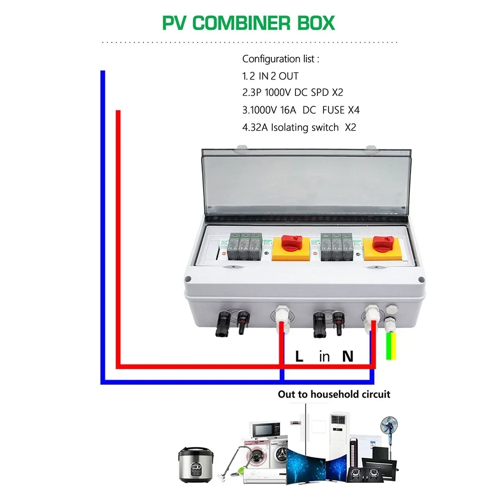 1set 1000V PV Combiner Box Lsolating Switch Kit For Solar Array Solar Photovoltaic Combiner Box LQX-C DC Strings Parts