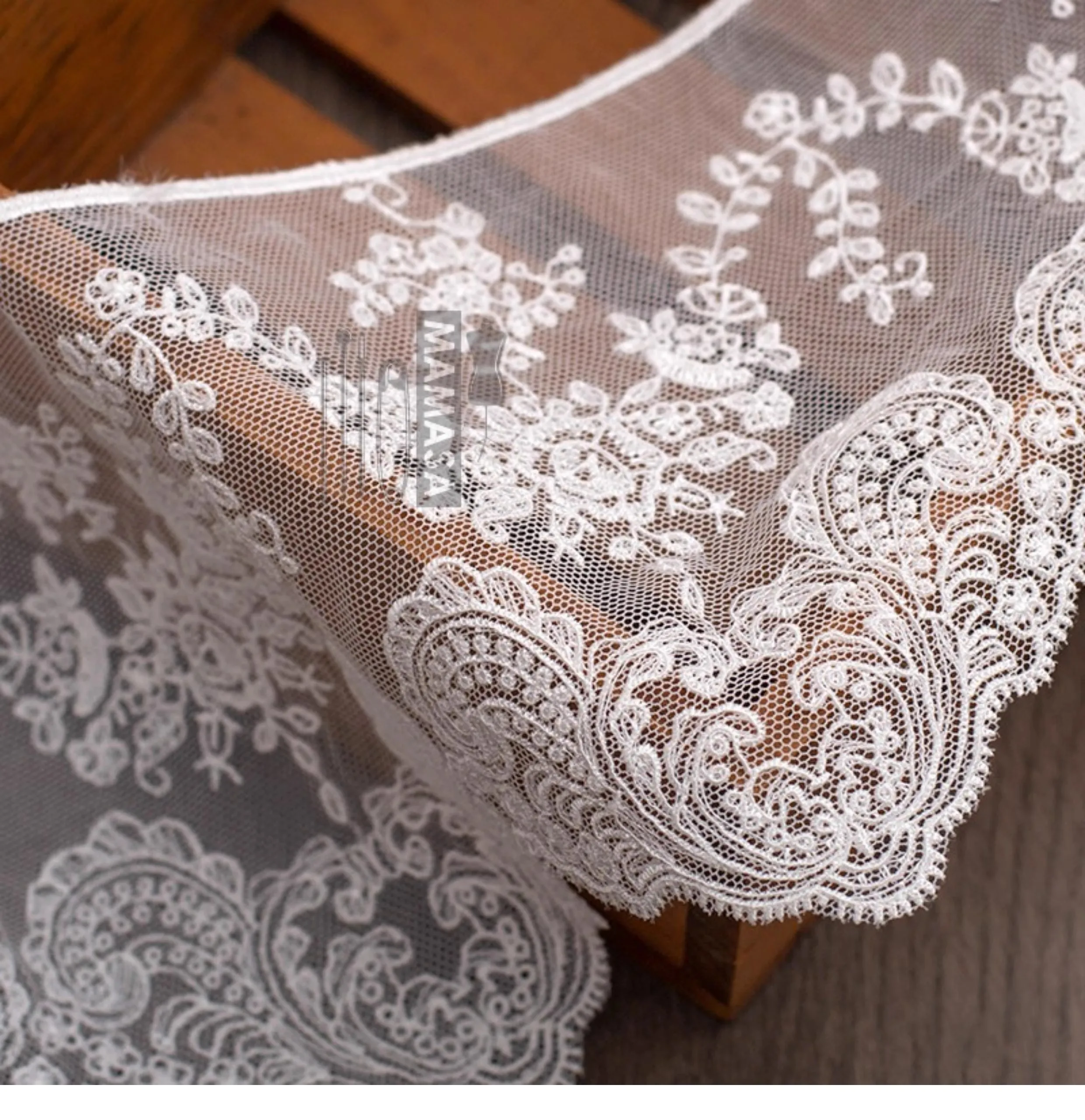 Width 13.5cm double-sided polyester embroidery mesh lace DIY handmade garment curtain fabric accessories