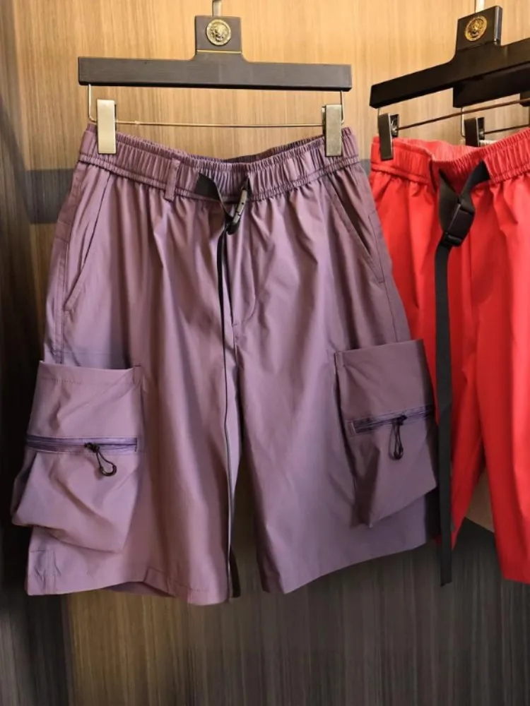 2025 New Mens Summer Quick Drying Breathable Shorts Elastic Waist Zip Pocket Outside Casual Knee Length Loose Fit Short Trousers