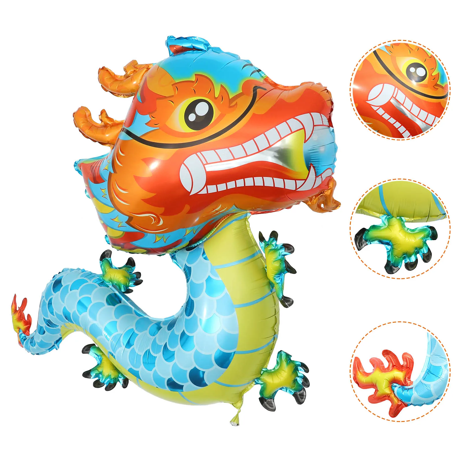 

5 Pcs Chinese Dragon Balloons Lunar New Year Decorations Aluminum Foil Dragon Shaped Party Balloons Celebrations Cartoon Balloon