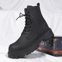 Cowhide casual all-in-one thick sole raising board shoes men's trend fashion leather comfortable breathable high top