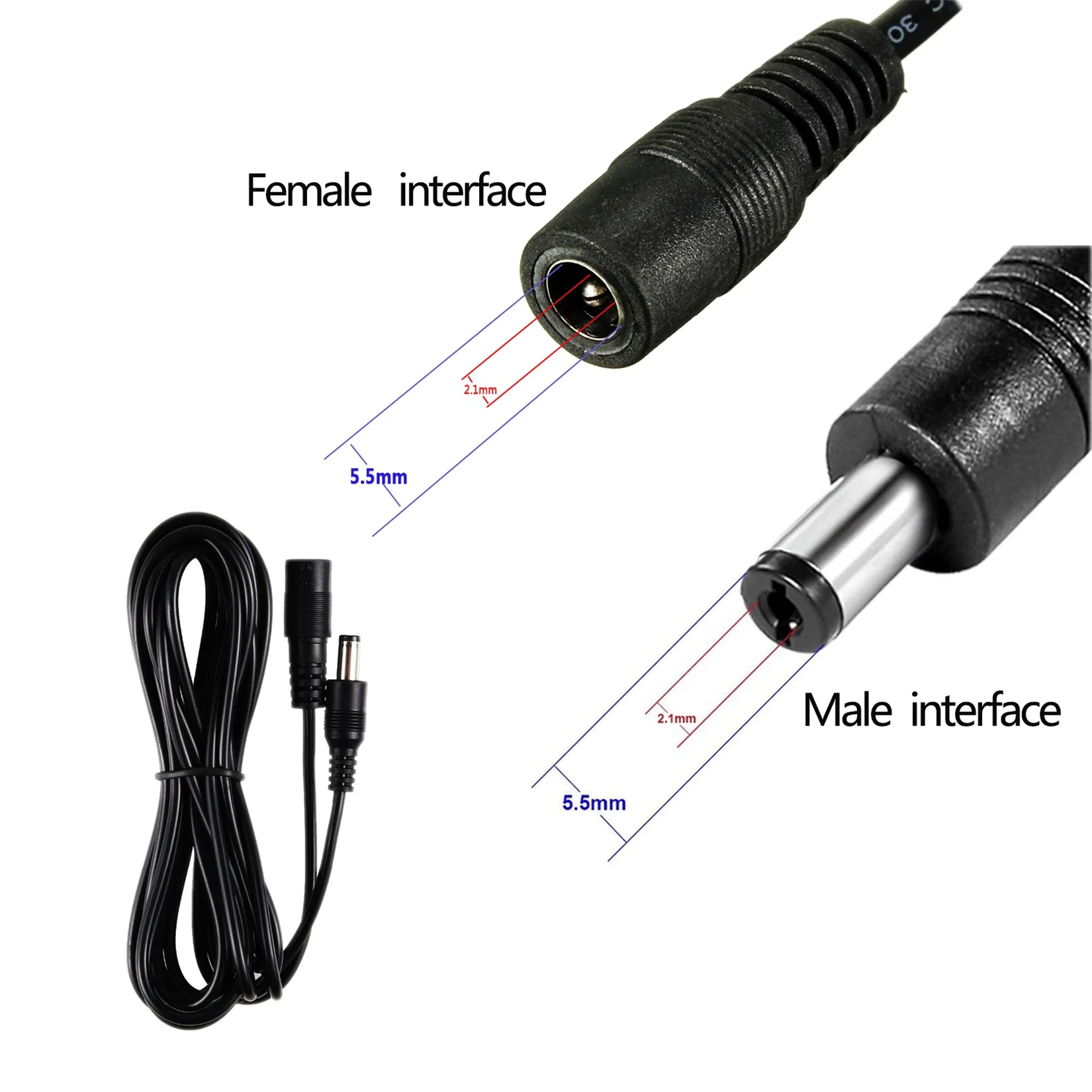 DC Power Extension Cord 5.5*2.1mm Male To Female Power Adapter Extension Cable 3m/5m