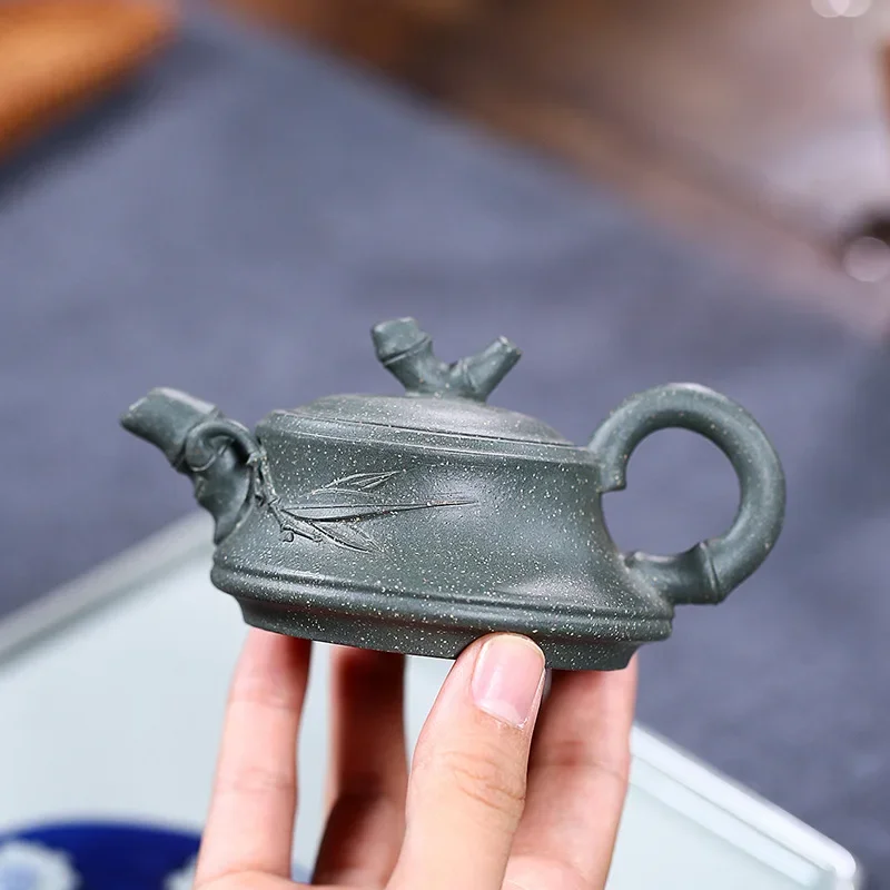 Handmade Zisha Teapot Purple Clay Yixing Kung-Fu Teaware Bamboo Section Mine Tianqing Mud Traditional Chinese Ceramics