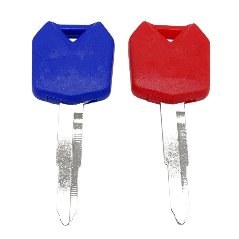 Motorcycle Blank Key Uncut Blade for ZX6R 9R 10R 12R 14R NANJA 600 650 ZZR Motorcycle Transponder Key Blank with Blade Blue/Red