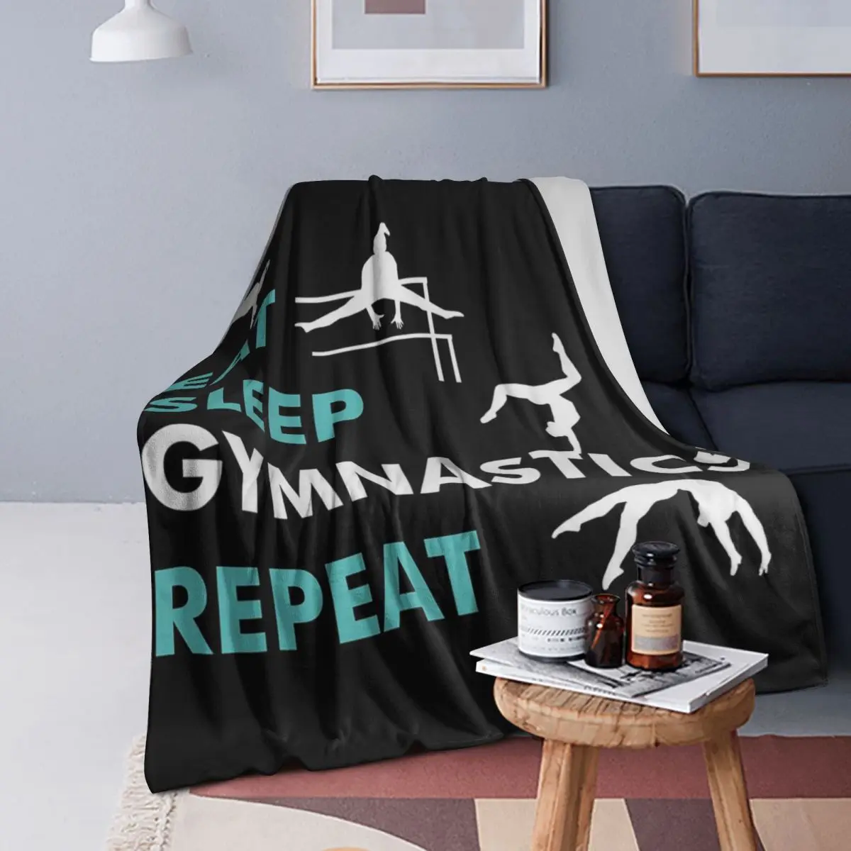 

Eat,Sleep, Gymnastics, Repeat Gymnastics Blanket Soft Warm Flannel Throw Blanket Bedding for Bed Living room Picnic Home Sofa