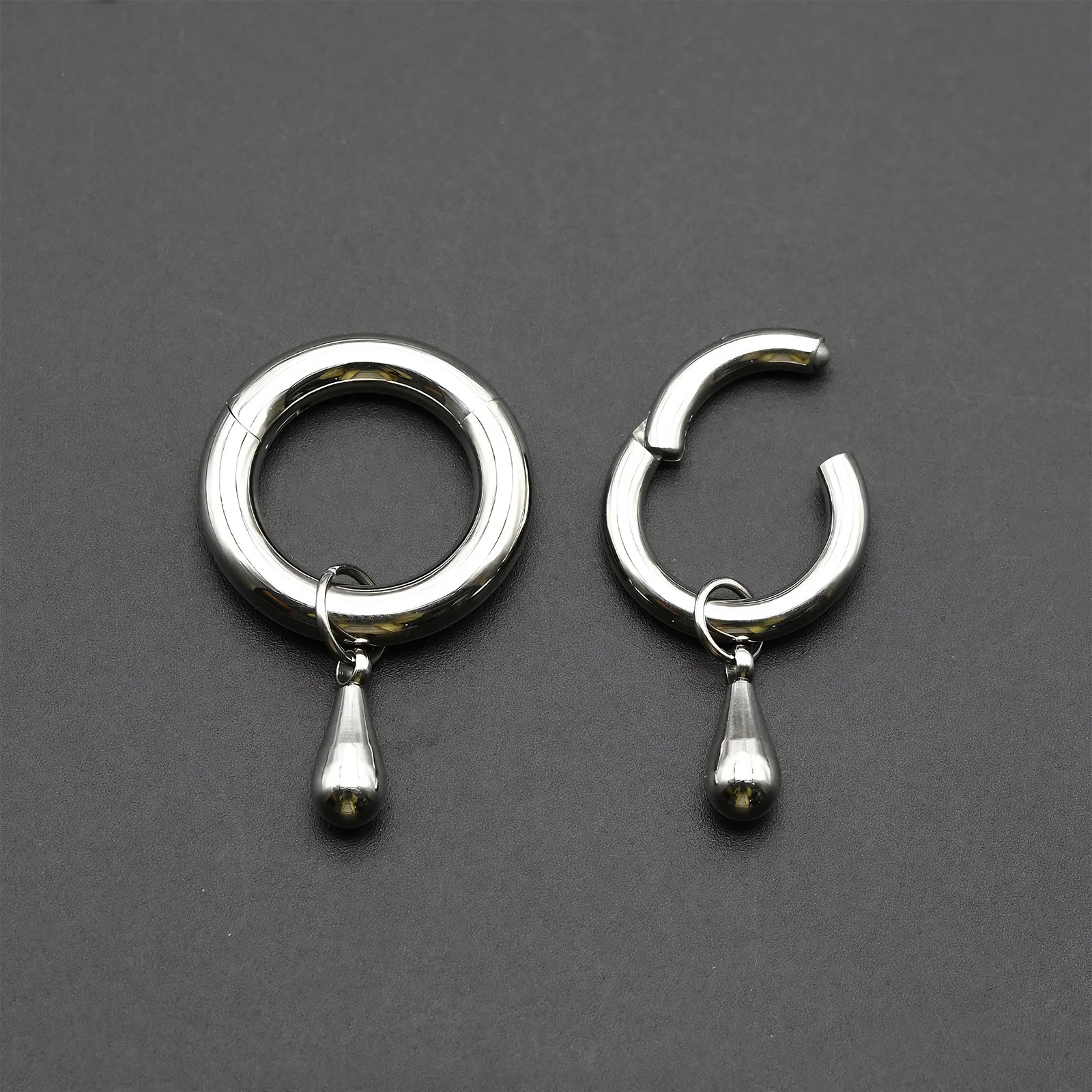 1 Stück Wassertropfen-Spike-Charm-Klicker-Ring aus 316L Edelstahl, Nasenring, Septum-Piercing, Ohr-Expander, Ohrläppchen-Schmuck – Detail 6
