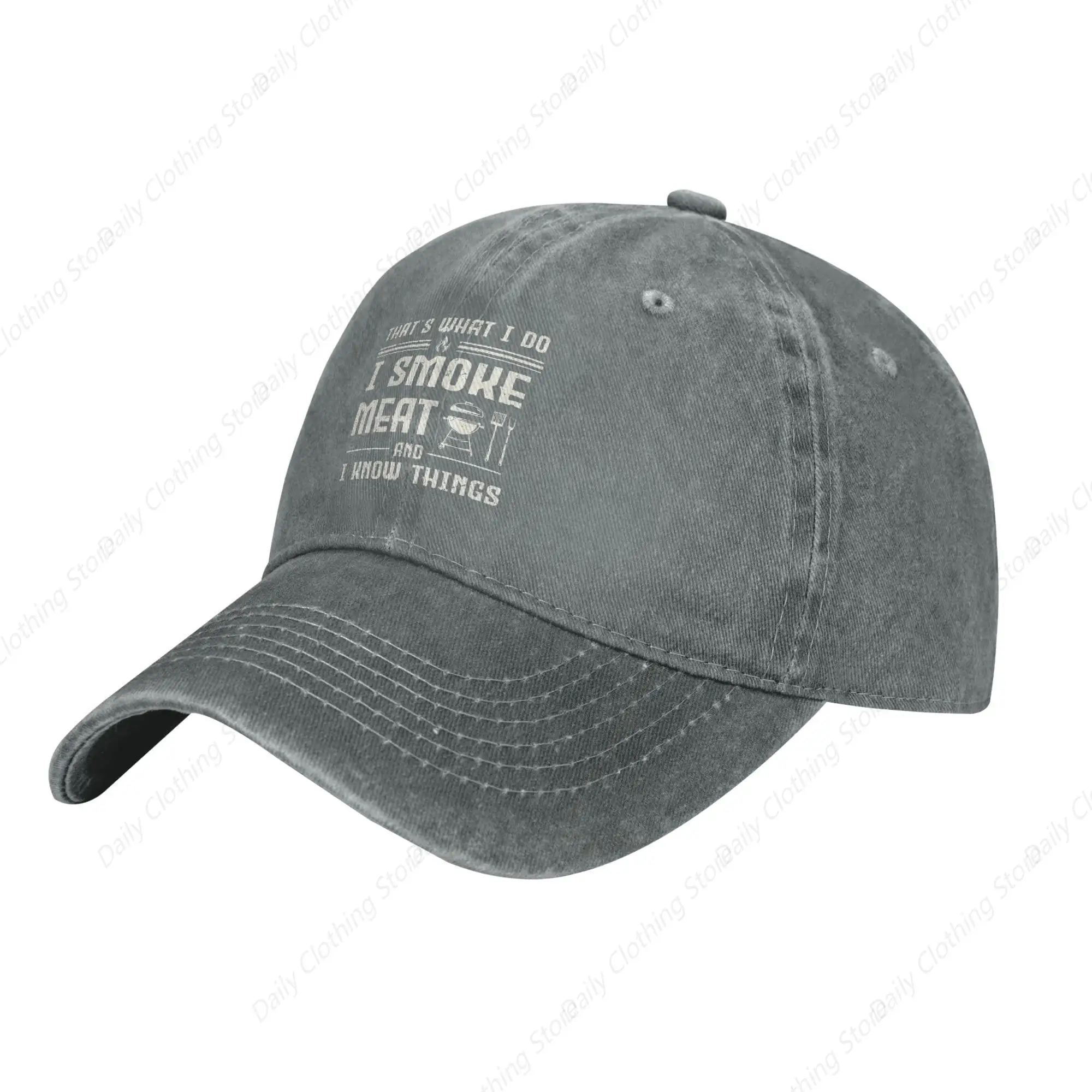 I Smoke Meat And I Know Things Hats Funny Bbq Chef Grill Bbq Party Baseball Caps Men Women Ball Hat Trucker Cap