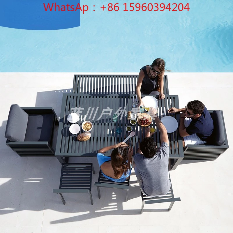 

Outdoor cloth sofa living room reception office rattan outdoor garden courtyard open-air leisure coffee table combination Nordic