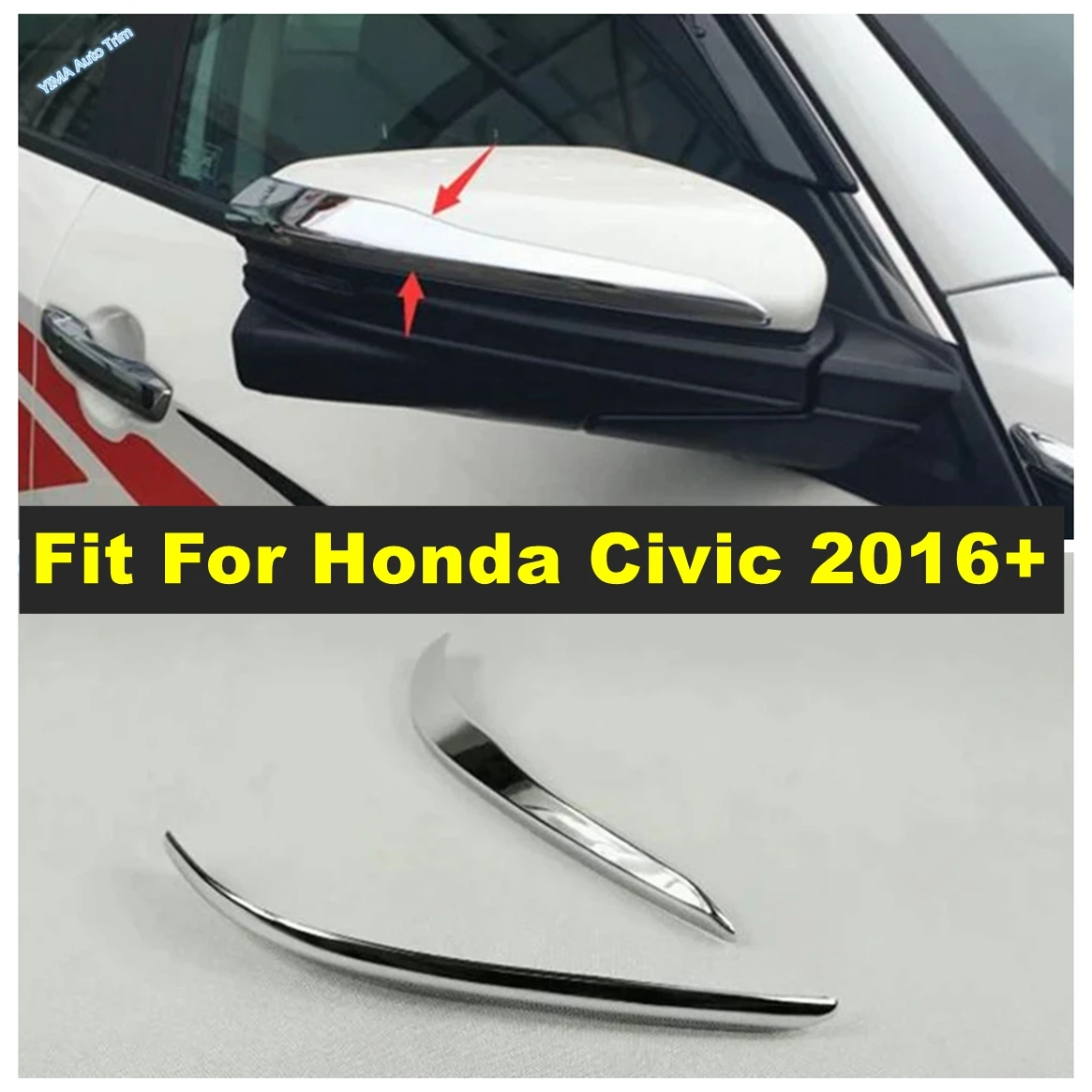 

Car Side Door Rear View Mirror Cover Trim Garnish Molding Overlay Strip Fit For Honda Civic 2016 2017 ABS Exterior Accessories