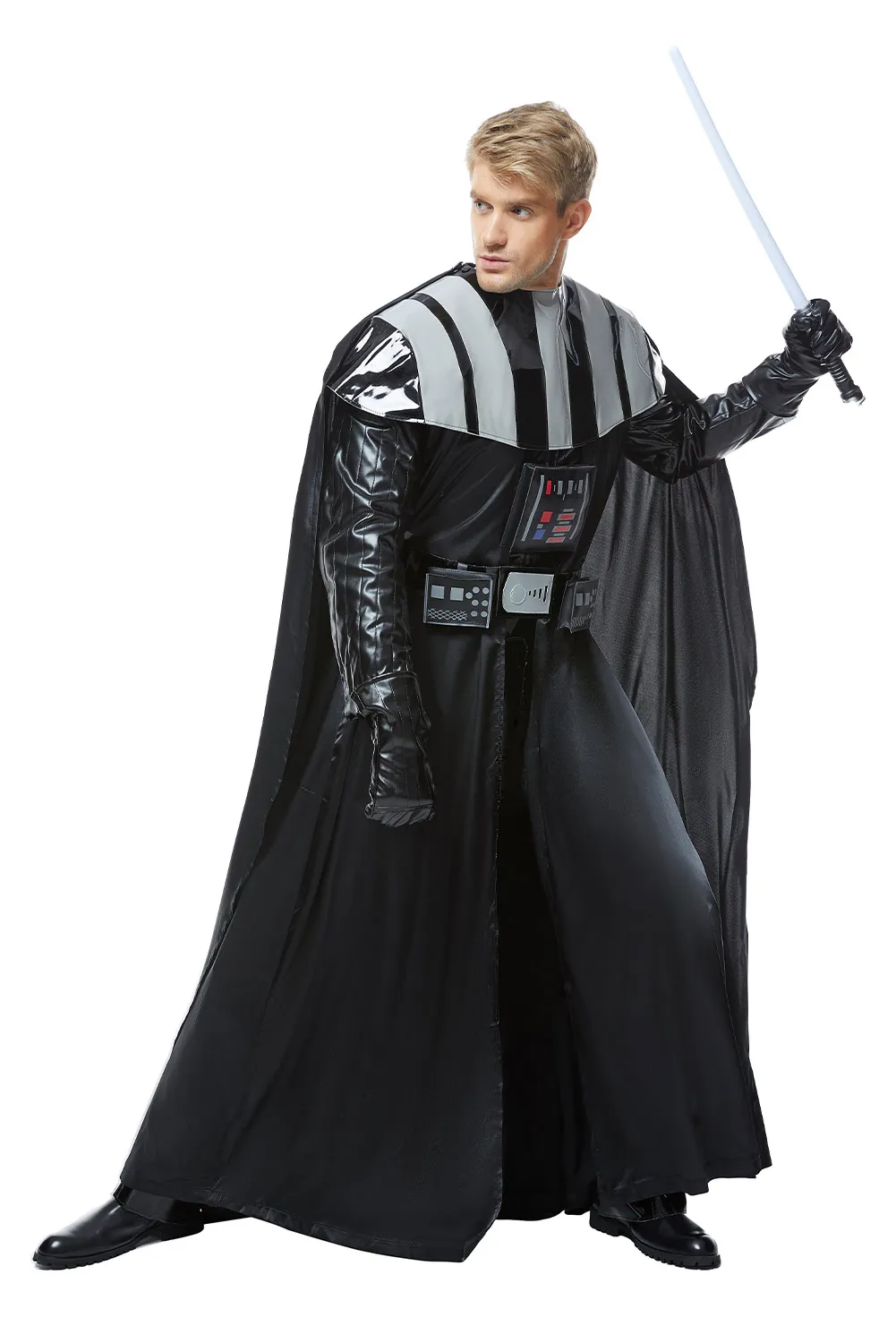 Disfraz de Anime de Darth Cos Vader para hombre y niño, mono, chaleco, capa, uniforme negro, fantasía, Halloween, carnaval, fiesta