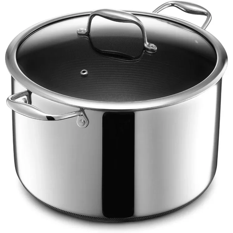 Christmas.Hybrid Nonstick 10-Quart Stockpot with Tempered Glass Lid, Dishwasher Safe, Induction Ready, Compatible with All Cookt