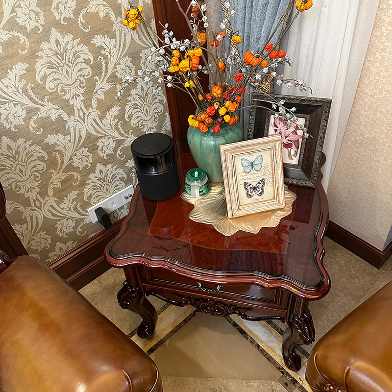 

Европейский угловой стол из массива дерева, неоклассический роскошный резной декоративный стол, мебель для гостиной