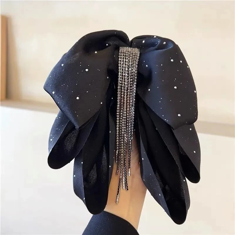 New Korean Big Size Bow Hair Clip Claw Clamp Women High Ponytail Barrettes Headwear Girls Black Color Hair Accessories