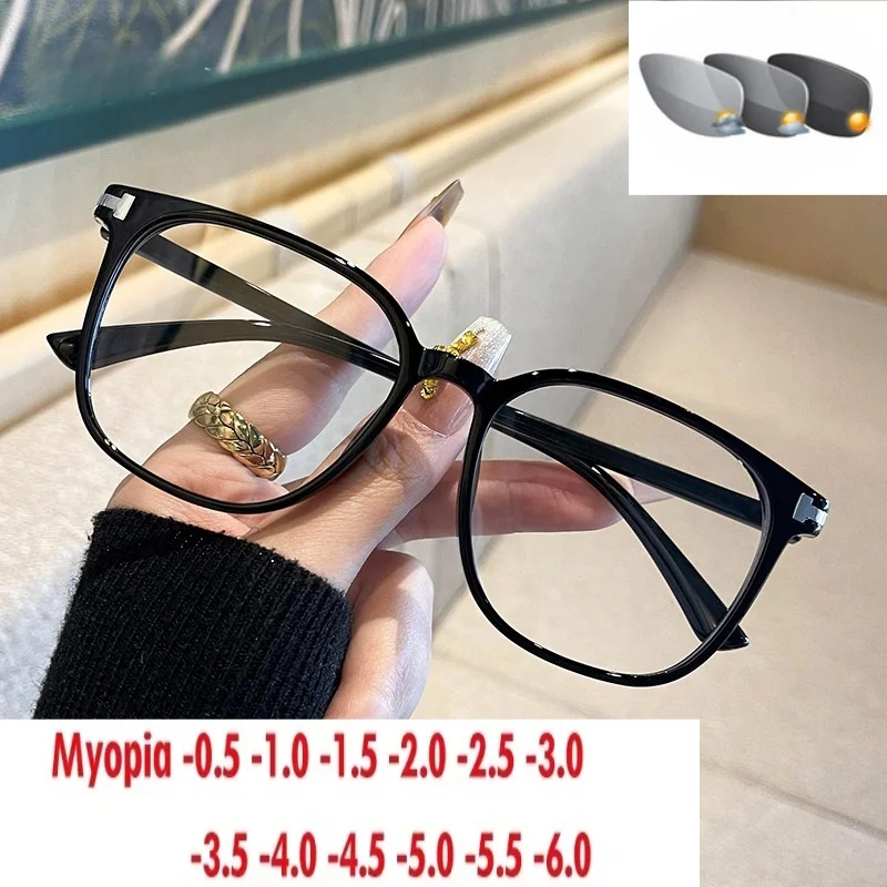 Simple Anti-Blue Lightแว่นตาผู้ชายแฟชั่นกรอบขนาดใหญ่สีดําไม่มีองศากรอบแว่นตาผู้หญิงธรรมดา 0-600