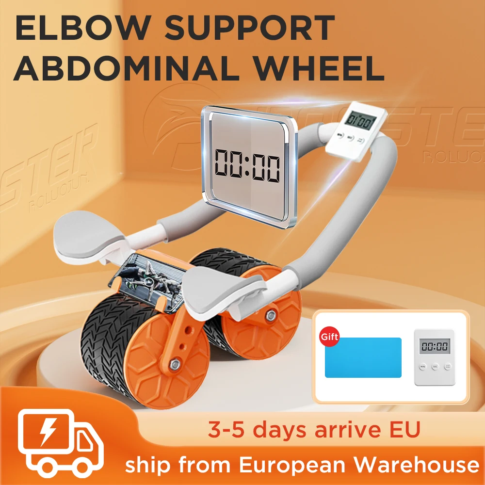 Ab Roller Wheel Automatic Rebound With Elbow Support Flat Plate Exercise Wheel Silence Abdominal Wheel Home Exercise Equipment