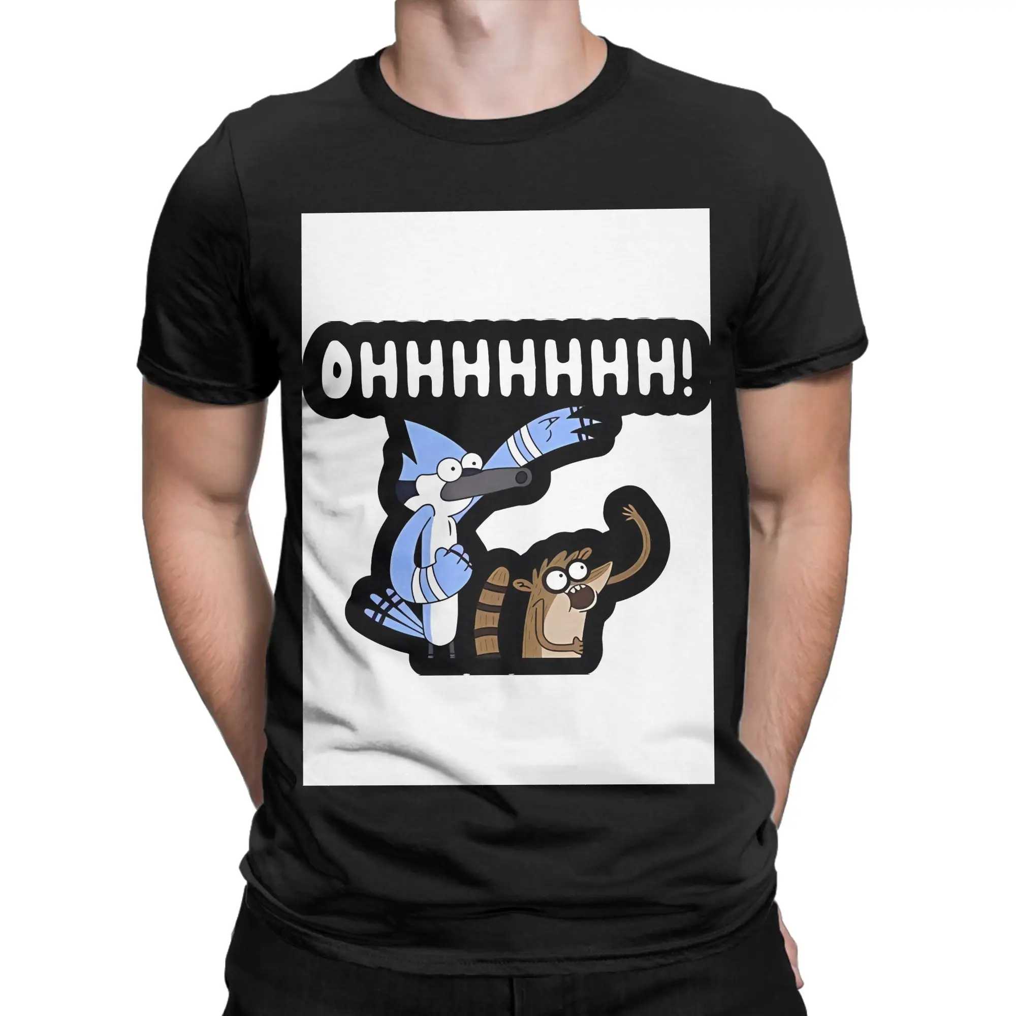 rRegular Show Rigby Graphic Funny 100% Cotton T-Shirt rRegular Show Tops Tees For Men
