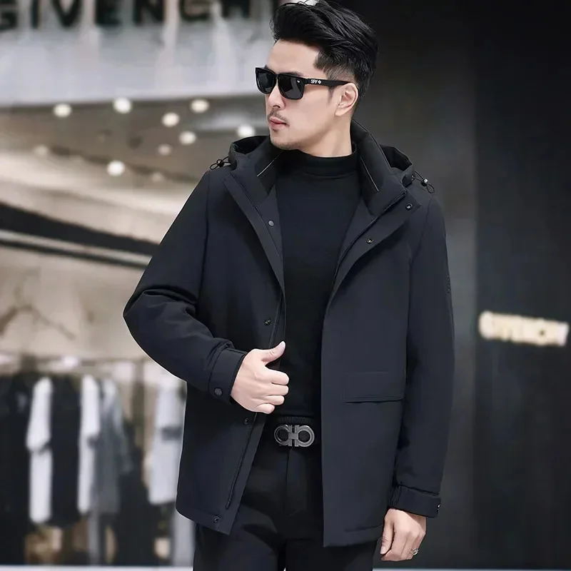 COZOK Down Jacket Men Hood and Nano Rabbit Fur Lining Are Removable Designer Clothes 's Padded Winter Coat