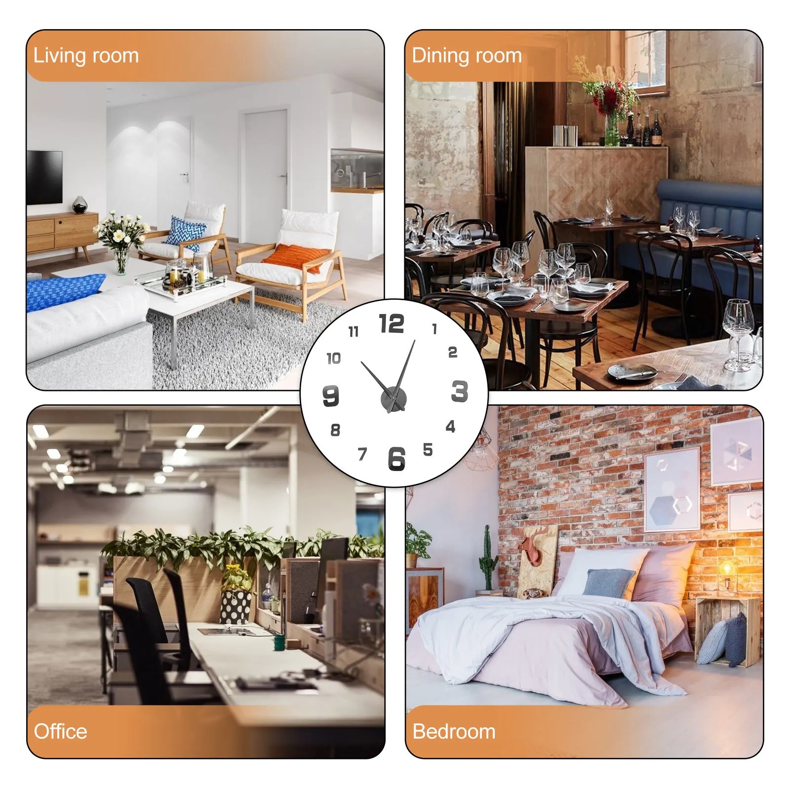 

1Set Extra Large Wall Clock Silent Non Ticking Acrylic Decorative Modern Living Room Bedroom Home Office Classroom Wall Hanging