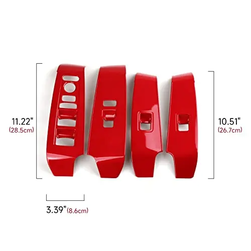 

Red ABS Interior Trim Decals For 2022–2023 11th Gen Sedan Window Control Switches Decoration