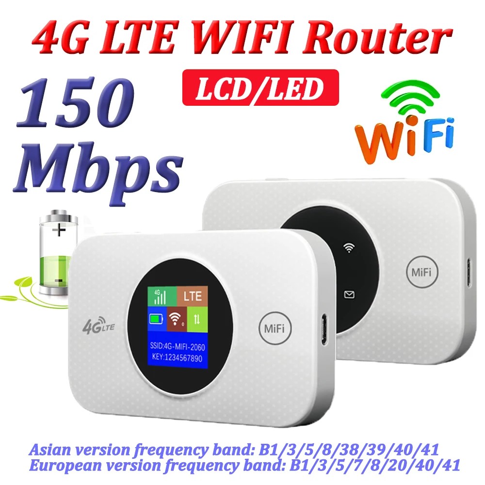 

4G LTE WiFi Router 150Mbps WiFi Repeater with SIM Card Slot 3000mah Portable WiFi Hotspot WiFi Modem Mini Mobile Router WiFi