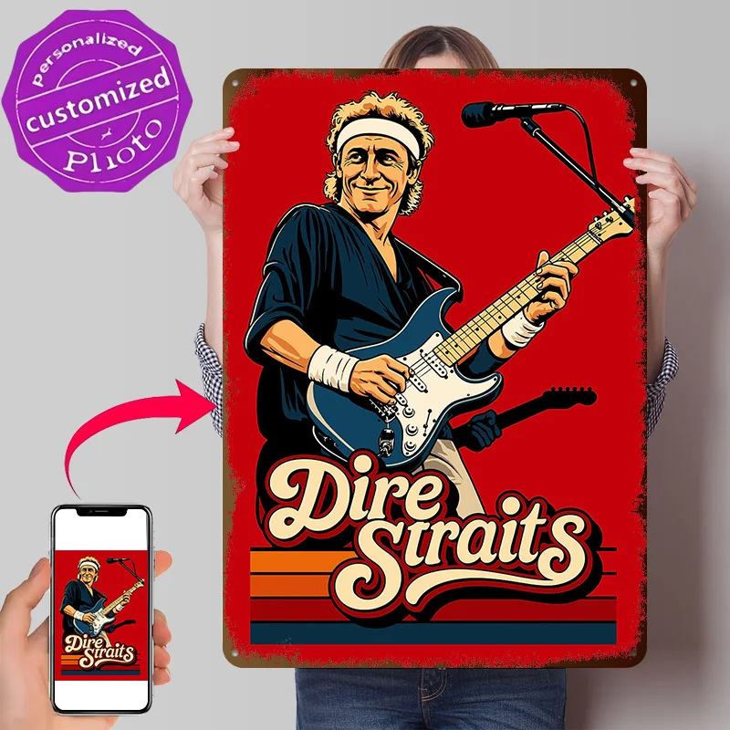 Mark Knopfler Dire Straits Retro Art 3D Texture Metal Poster Customized Wall Art Tin Sign Gift for Mancave Room Decoration Man