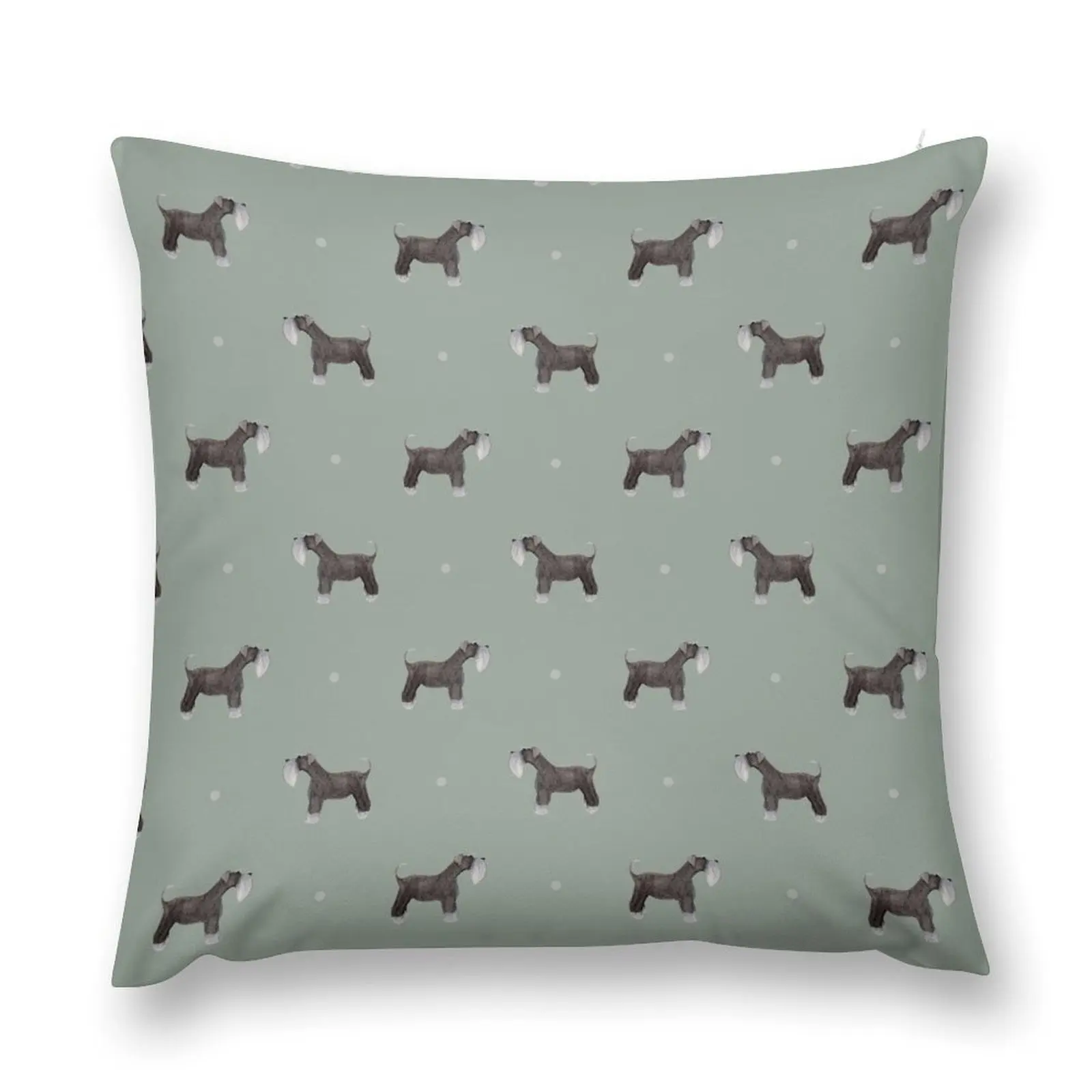 

Side facing Schnauzer Repeat Pattern Sage Green Throw Pillow pillow pillowcase Throw Pillow Covers Cushion Child