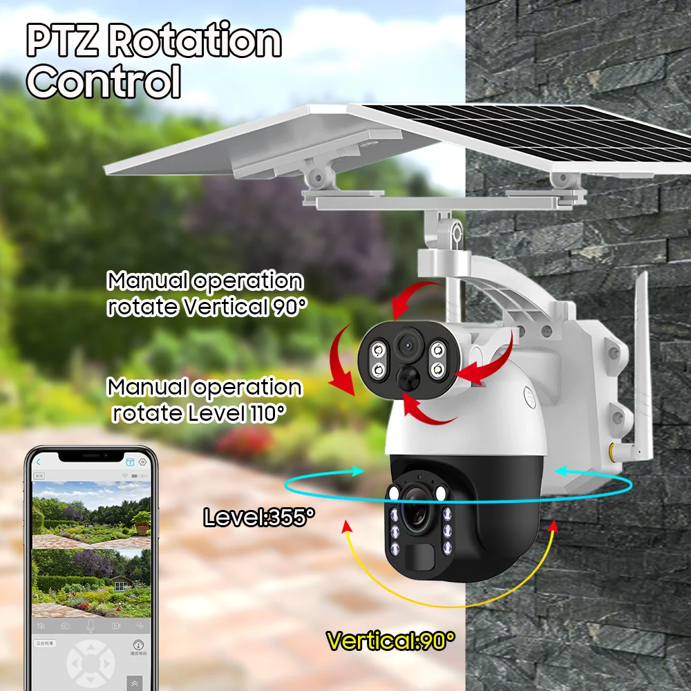 50X Optical Zoom 25W Solar Camera 4G SIM/Wifi 4K Outdoor Surveillance Dual Lens 360 PTZ Security Human Tracking Night Vision Cam