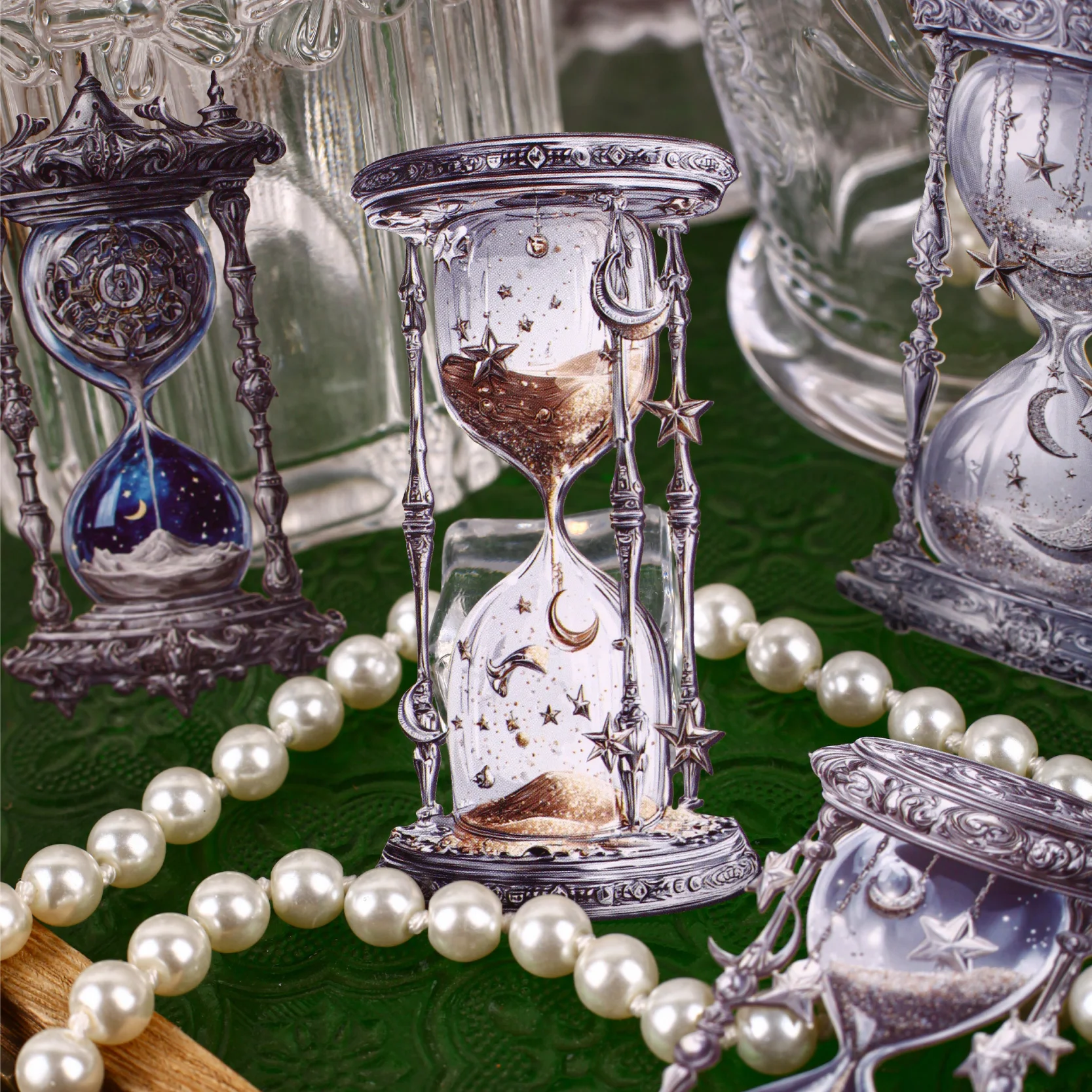 8-teiliges Aufkleber-Set aus der Serie „Passing Time“ im Vintage-Stil, klassische Materialien, handgefertigt, für Scrapbooking, Dekoration, Collage-Aufkleber