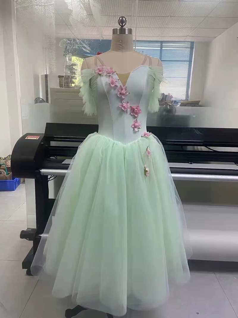 رومانسية توتو جيزيل أزياء الباليه الفتيات الطفل Velet تول التزلج فستان راقصة الباليه فقاعة قصيرة الأكمام الدانتيل متابعة فستان صيفي