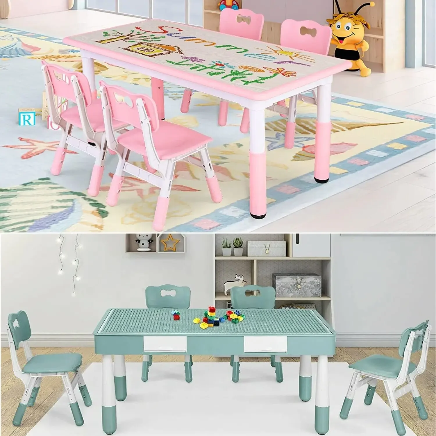 Juego de mesa de actividades múltiples para niños pequeños, escritorio de estudio para niños, juego de sillas de escritorio para niños, juego de