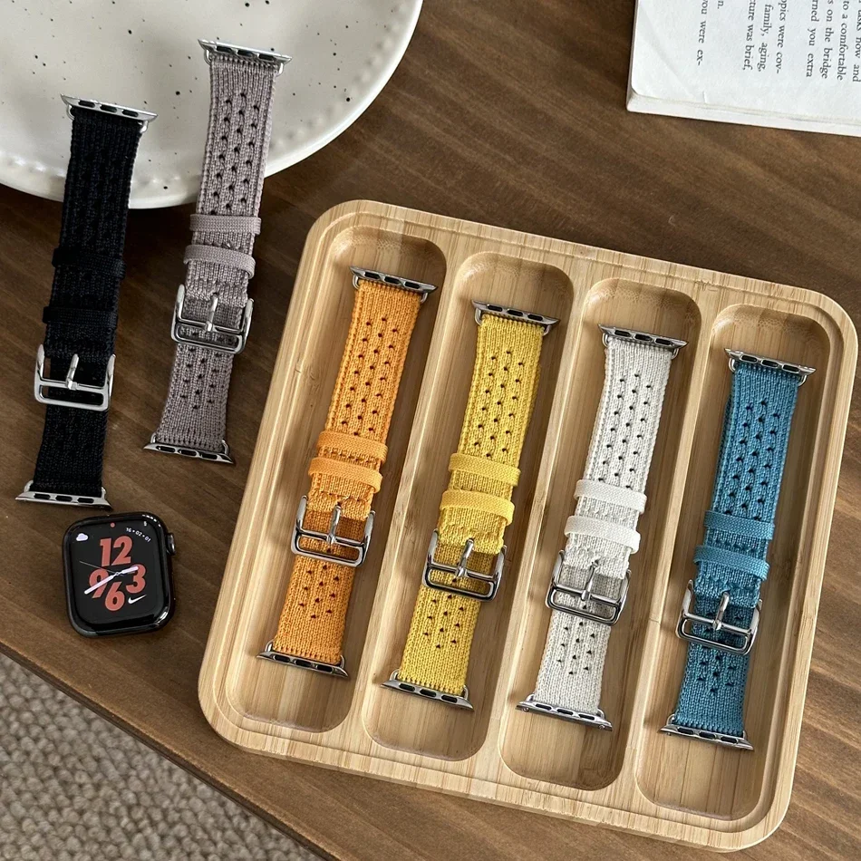 Knitted Sports Strap For Apple Watch Band 38mm 40mm 41mm 44mm 42mm 45mm 49mm Bracelet for iWatch Series 9 8 7 6 5 4 3 SE Ultra 2