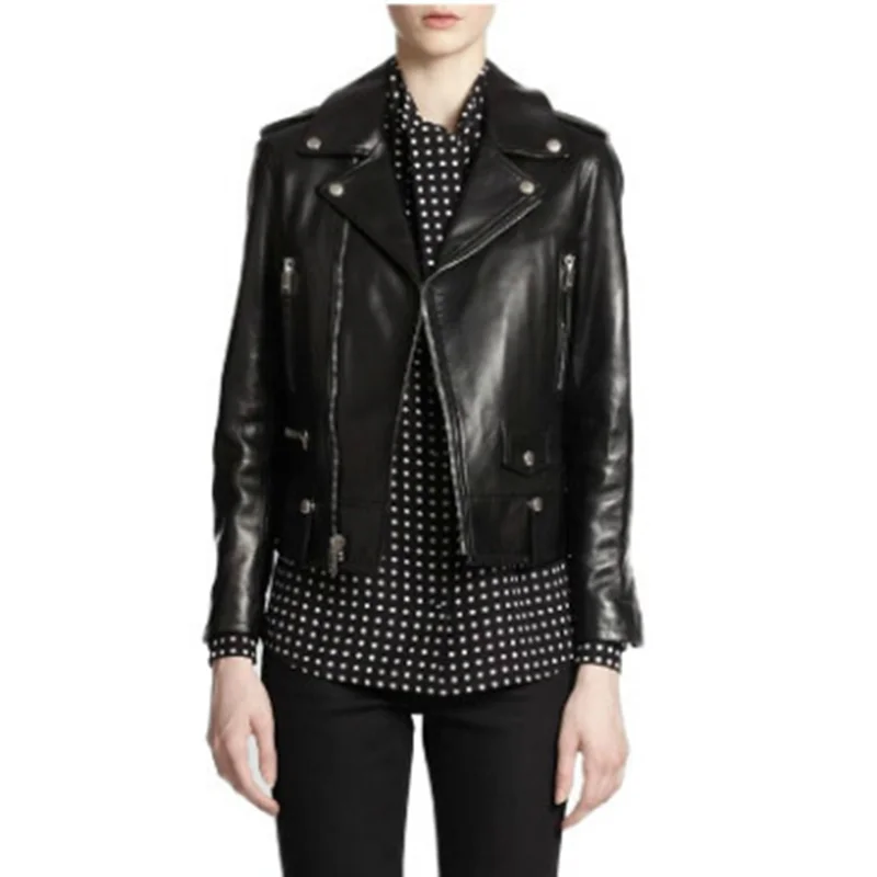 春スレ ハルビン イープスキン 本革ジャケット レディース オートバイコート スリムフィット レザージャケット 大きいサイズ トレンド...