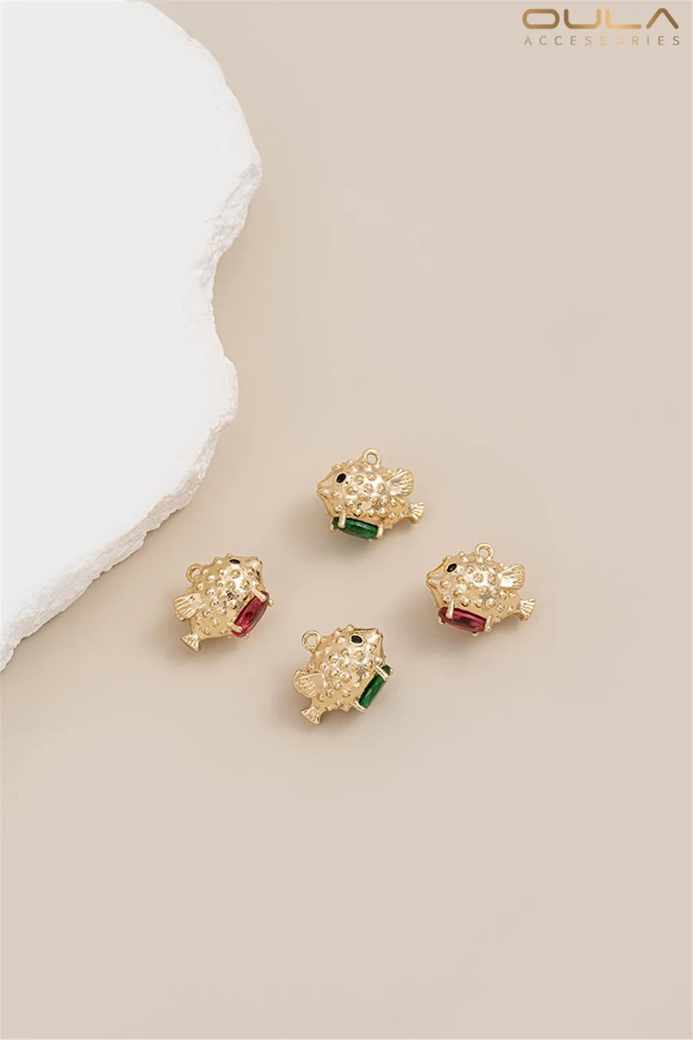 

1PCS 14K Gold-plated and Colored Zirconium Pufferfish Bubble Fish Pendant, Diy Earrings, Bracelet, Necklace, Pufferfish Pendant