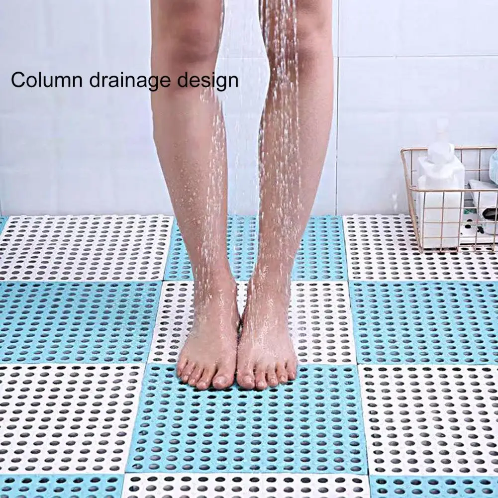 30cm Floor Mat Splicing TPE Cuttable Bath Mat Waterproof Toilet Bathroom Floor Pad Non-slip Shower Mat Household Supplies 