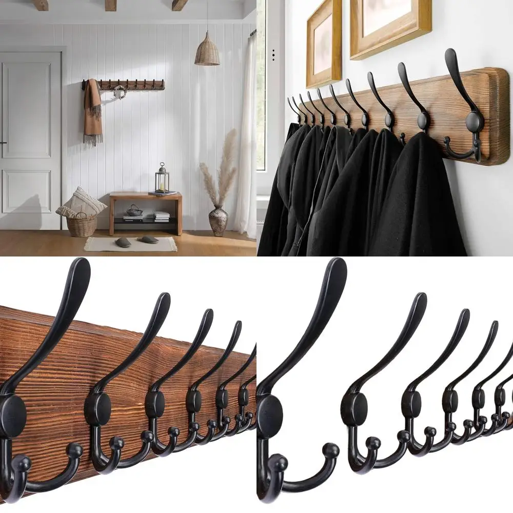 

Wall-Mounted Wooden Coat Rack, 38.6 Farmhouse Style for Hanging Jackets & Coats