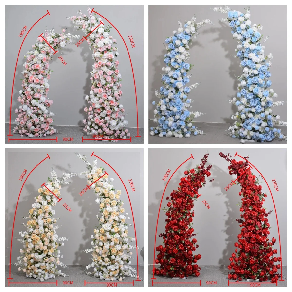 

Uflower Artificial Mixed Flower Corner Arch Custom Series Blue White Roses Outdoor Wedding Background Decoration Stage Setting