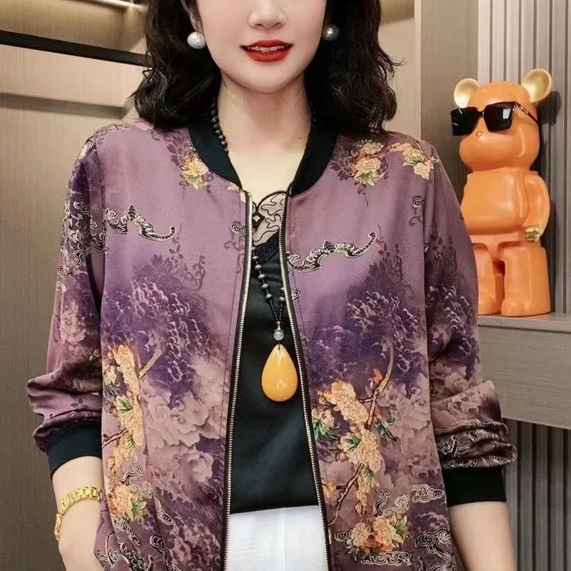 Vintage Printed O-Neck Zipper Loose Floral Shirt Women Clothing 2023 Autumn New Oversized Casual Tops Commute Blouse