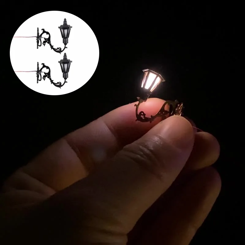 3pcs/lot Mini Scale 1:87 Wall Lamp Model Kits Building Sand Table Lighting Materials 3V Led Light Diorama Accessories