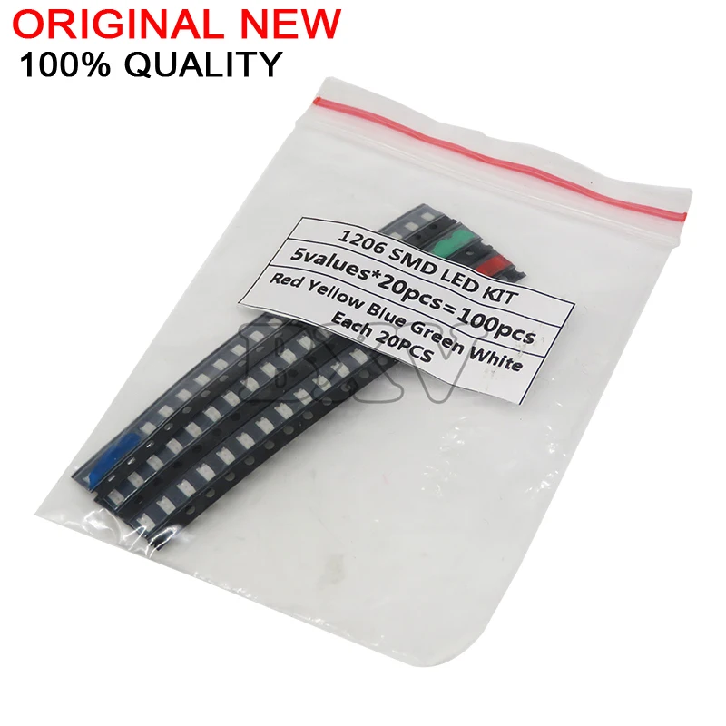 100PCS=5Colors X 20PCS 5050 5703 1210 1206 0805 0603 LED Diode Assortment SMD LED Diode Kit Red/Green/White/ Blue/Yellow New