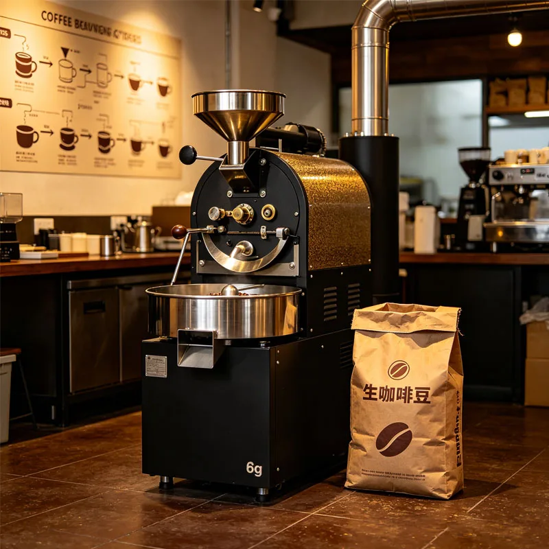Coffee Bean Roaster 6kg Commercial Coffee Roasting Machine with Cooling Tray for Coffee Shop Roastery Customized