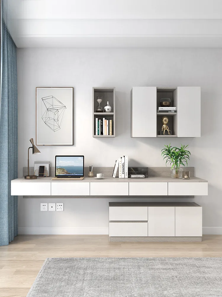 Wall-mounted desk, bookshelf combination, wall shelf, computer desk, home study writing desk