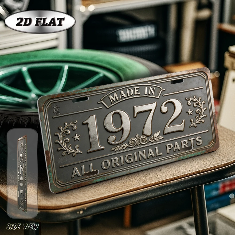 2D Flat, [2D Flat] 2D Flat Plane, 1pc, Vintage Metal Aluminum Sign 30.48 × 15.24 cm, Made in 1972, Genuine Part, Outdoor Plaque