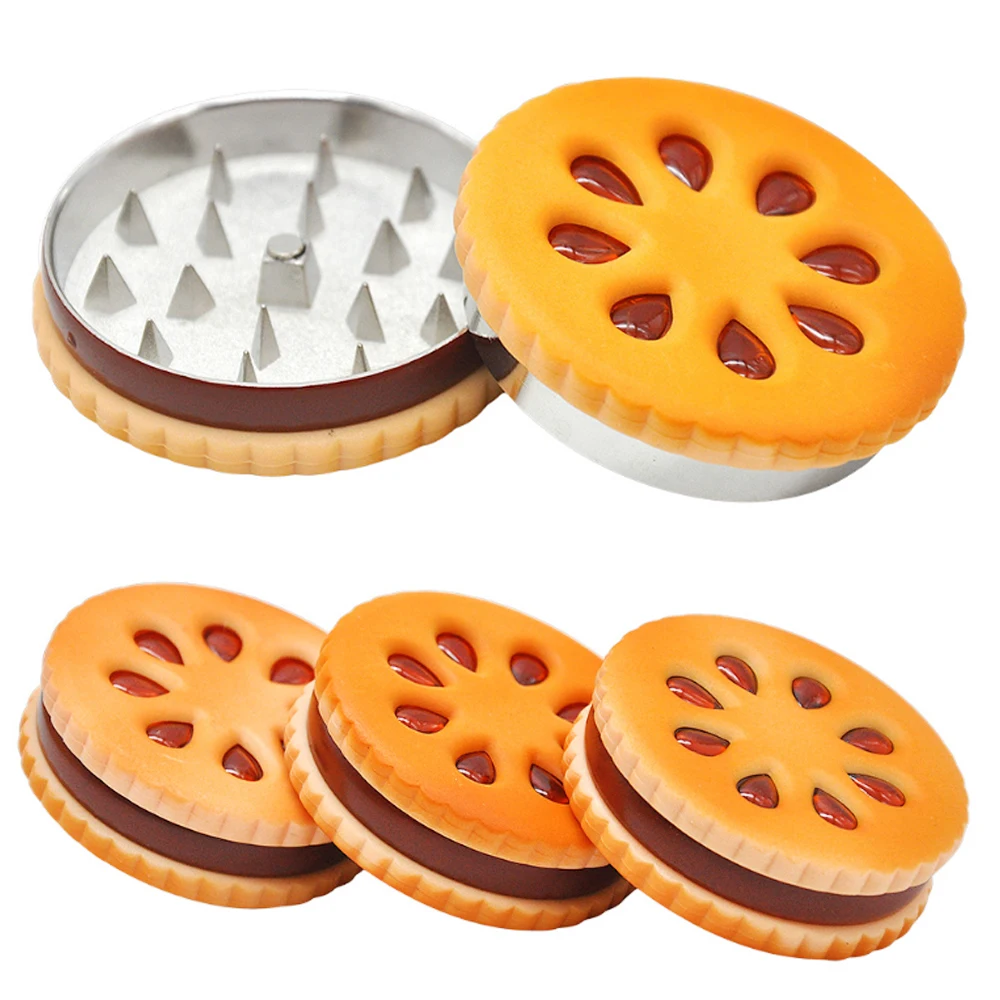 1pcs Metal Grinder 55mm Biscuit Sharp Smoking Accessories Tobacco Grinder 2Layer Herb Smoke Tool Crusher For Men Rolling Tray