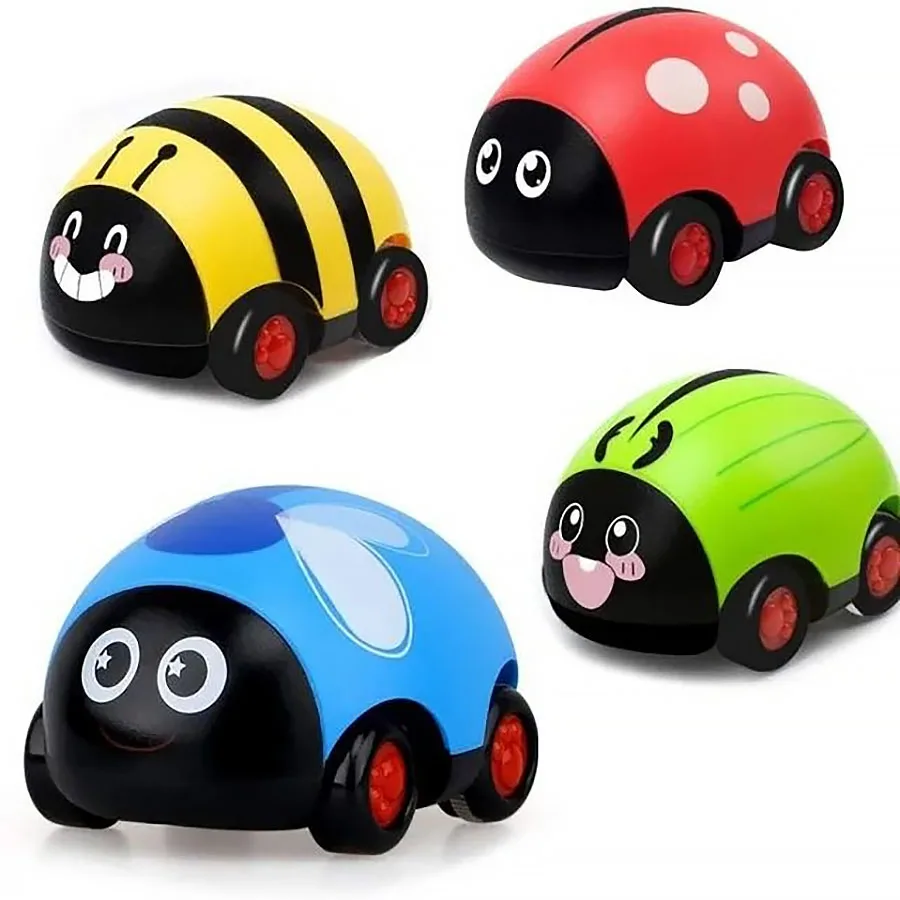 Baby Cartoon Lieveheersbeestje Dier Auto Wrijving Pull-Back Voertuig Kinderen Kever Lieveheersbeestje Racing Speelgoed Groothandel