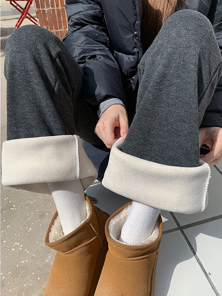 

Женские брюки с высокой талией, однотонные, на резинке, широкие, осенне-зимние, свободные, для повседневной носки, утягивающие, с эффектом подтяжки ягодиц, на флисовой подкладке, Ric...