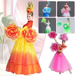 2 Pcs Kindergarten Dance Props Peony Sports Meeting Opening Dance Ceremony Handheld Flower Dancing Stage Show Performance Flower